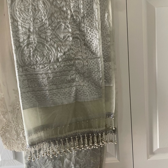 Designer 3 piece Pakistani formal wear light green, Rizwan Ahmed - Picture 8 of 10